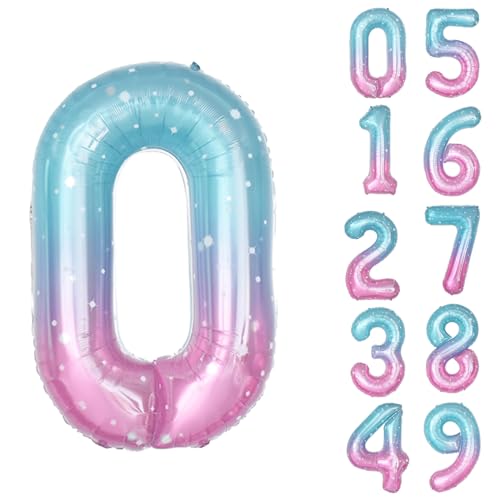 40 Inch Starry Blue Number 0 Foil Balloon Birthday Party Decoration
