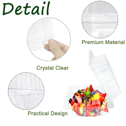 50 Pcs Clear Hinged Plastic Cake Containers with Lids