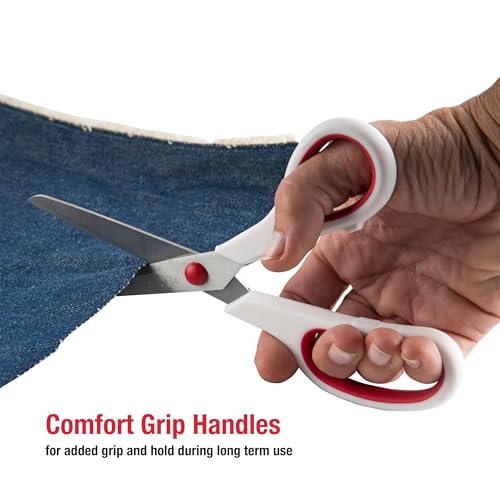SINGER 8.5-Inch Fabric Scissors with Comfort Grip - Red & White