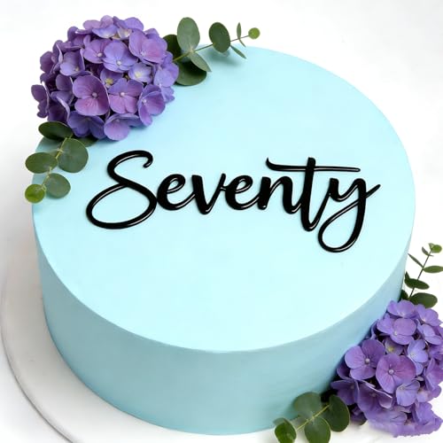 Elegant Black Acrylic 70th Birthday Cake Topper - Seventy Design