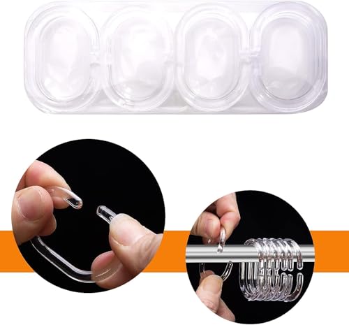 Kilymezh Clear Shower Curtain Rings - 24 Pack C-Shaped Hooks