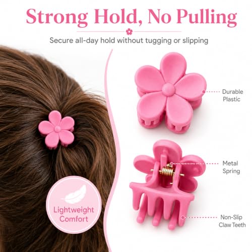 Noxlra 80PCS Mini Flower Hair Clips - 0.6 Inch Tiny Colorful Floral Claw Clips with Storage Box