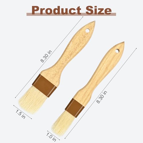 4-Piece Natural Bristle Basting Brush Set, 1-inch and 1.5-inch Sizes
