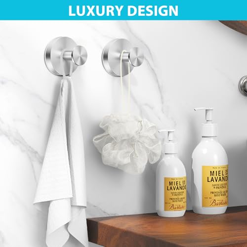 Heavy-Duty Suction Cup Hooks for Bathroom - No Drill, 2-Pack
