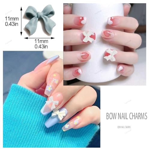 Furimuk 200 Pcs 3D Bow Nail Charms Colorful Resin Bowknot Art Accessories