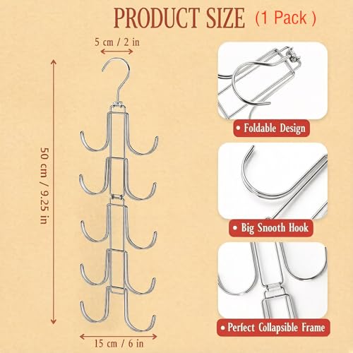 Collapsible Baseball Hat Organizer with 10 Rotatable Hooks - Holds 40 Caps