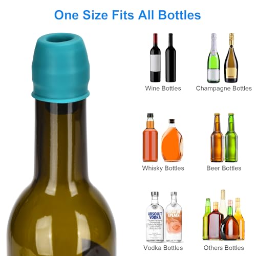 6 Pack Silicone Wine Stoppers by Brusoon - Leak-Proof Seal