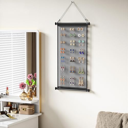 Josmimic Wall Mounted Earring Organizer - Holds 400 Earrings, Black
