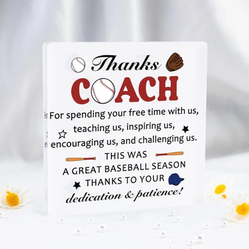 Baseball Coach Appreciation Plaque - Clear Acrylic Desk Decor