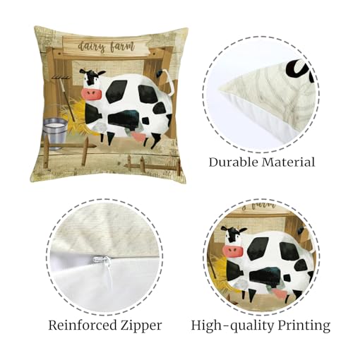 Farmhouse Animal Throw Pillow Covers - Set of 4, 18x18 Velvet