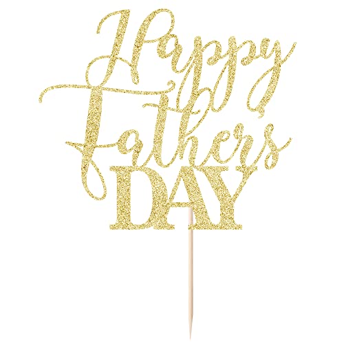 Happy Father's Day Gold Glitter Cake Topper for Dad Birthday Party