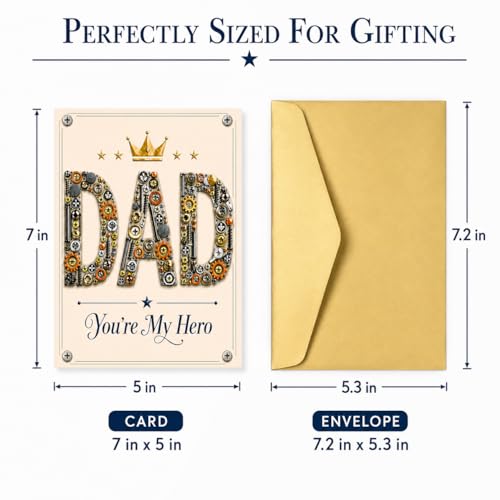 Premium Father's Day Card with Gold Envelope - Unique Mechanical Design