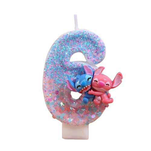 Cute Number 6 Birthday Candle - Cartoon Character Cake Topper