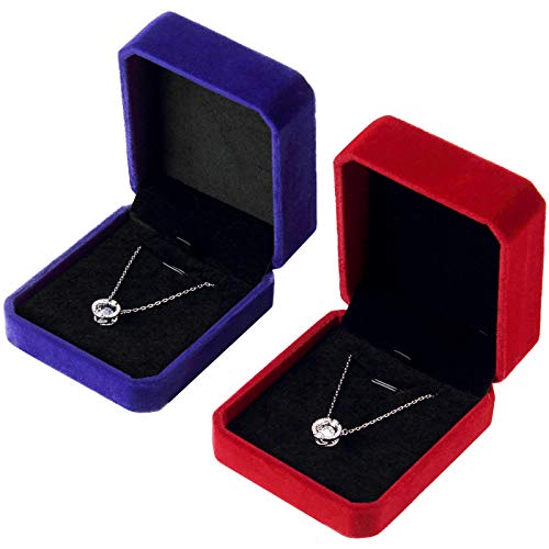 Lamoutor Velvet Jewelry Gift Box Set - 4 Pack (Red, Black, Blue, Coffee)