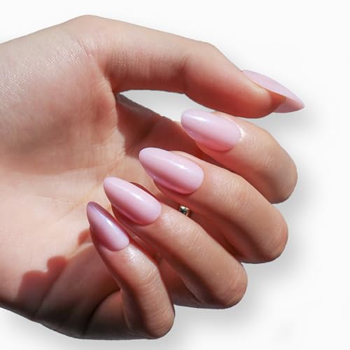 TOGZOM Pink Almond Press on Nails - 30Pcs Glossy Gel Acrylic Fake Nails