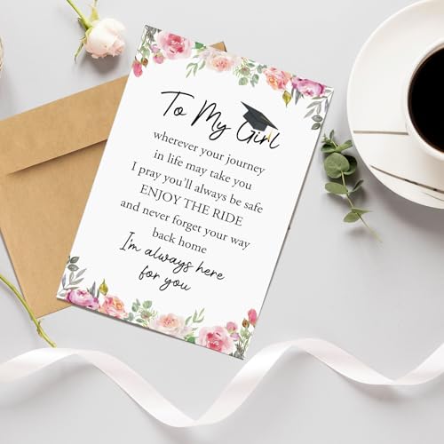 Floral Graduation Card for Daughter, Sister, or Niece - 8x5.3in