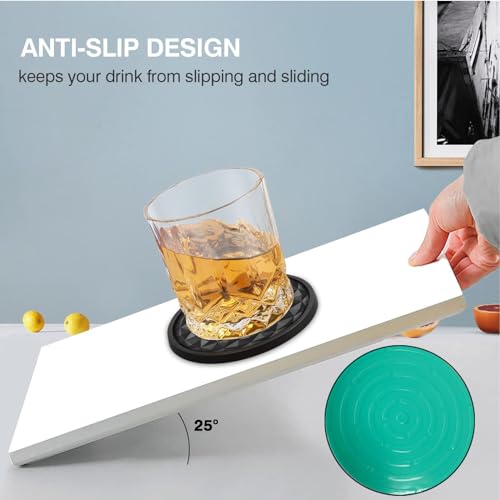 YUGUARD Black Silicone Coasters 6 Pack with Holders Non-Slip Drink Mats