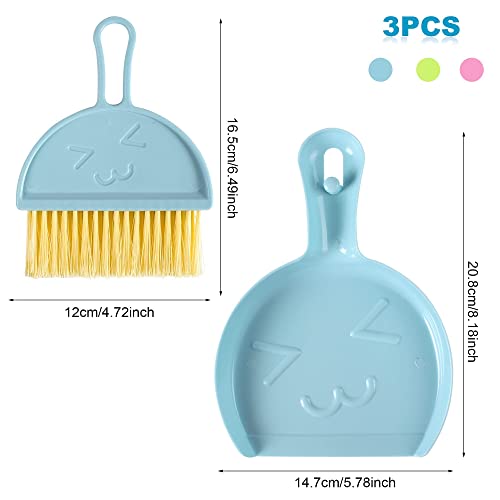 JIBOLAT Mini Broom and Dustpan Set - 3-Piece Handheld Cleaning Kit (3 Colors)