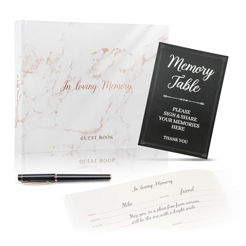 Funeral Guest Book for Memorial Service - Leather Memory Book with Sign
