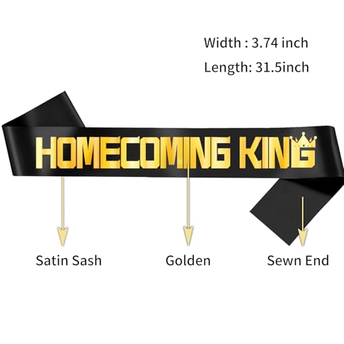 Homecoming King and Queen Sashes Set - Black with Gold Foil