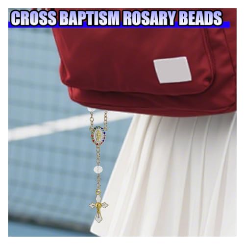 Car Rosary Rearview Mirror Pendant with Virgin Mary Charm