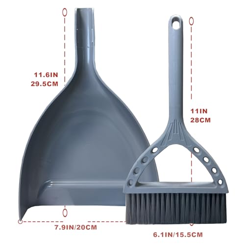 BSMstone Mini Broom and Dustpan Set - Compact Cleaning Tool for Desk, RV, Camping, and Dorms (Blue Gray)