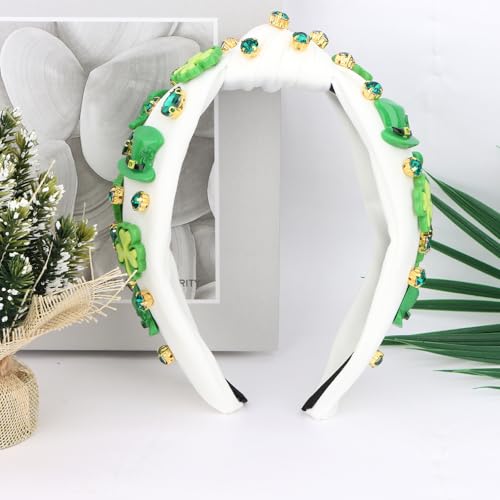St. Patrick's Day Knotted Headband with Shamrock Rhinestones