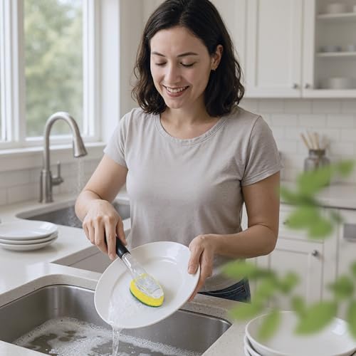 Yellow Dishwand Refills 3-Pack for Scotch-Brite & Helime Handles - Non-Scratch Sponge
