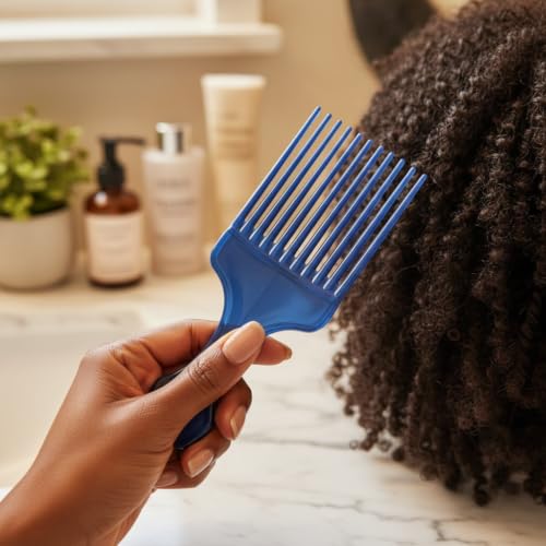 Sluswallow Blue Hair Pick and Barber Comb for Curly Hair Styling