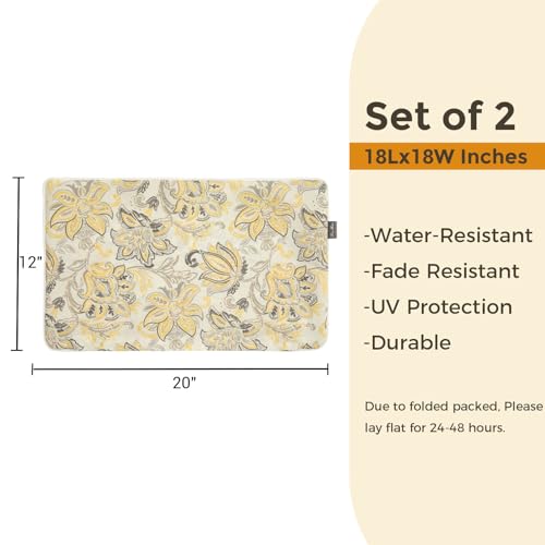 FUNHOME Outdoor Water Resistant Lumbar Pillow Covers 12x20, Set of 2 - Yellow Floral
