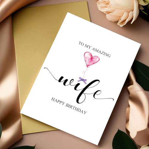 Elegant Birthday Card for Wife - Cute & Heartfelt Design