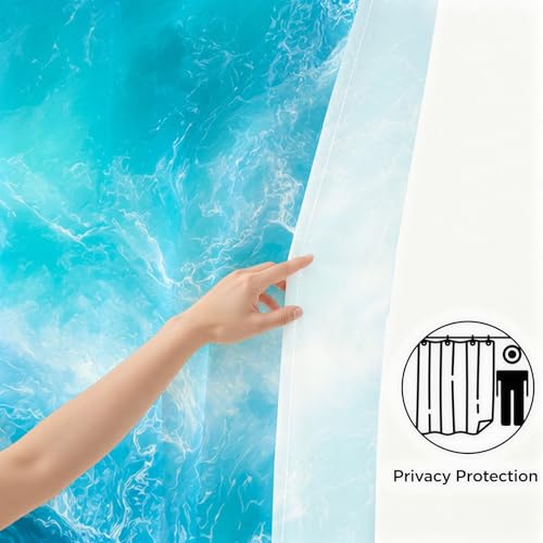 Mocsicka Blue Marble Ocean Shower Curtain, 71x71 Inch Coastal Beach Decor