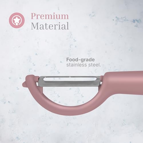 JS Gourmet Swivel Vegetable Peeler with Potato Eyer - Pastel Pink