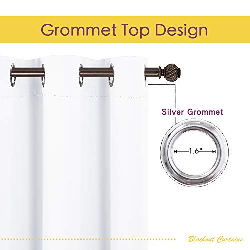 NICETOWN White Grommet Curtains - 42"W x 54"L Light Filtering Drapes (2 Panels)