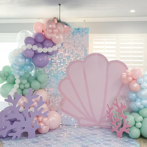 30PC Mermaid Balloon Kit - Pastel Pink, Purple & Green Seashell Party Decor