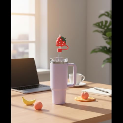 Strawberry Cup Charms & Silicone Straw Toppers for 30-40 oz Tumblers