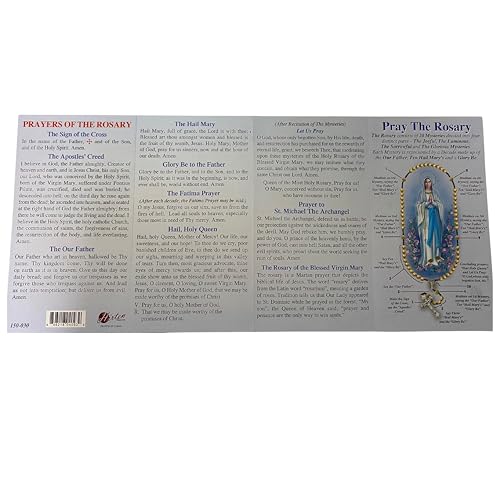 Catholic Rosary Prayer Card Set with Our Father Instructions - Religious Devotional Guide