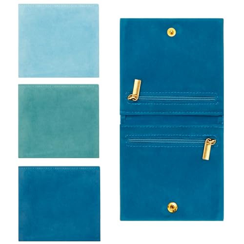 Blue Velvet Jewelry Pouches - 3pcs Mini Travel Storage Bags