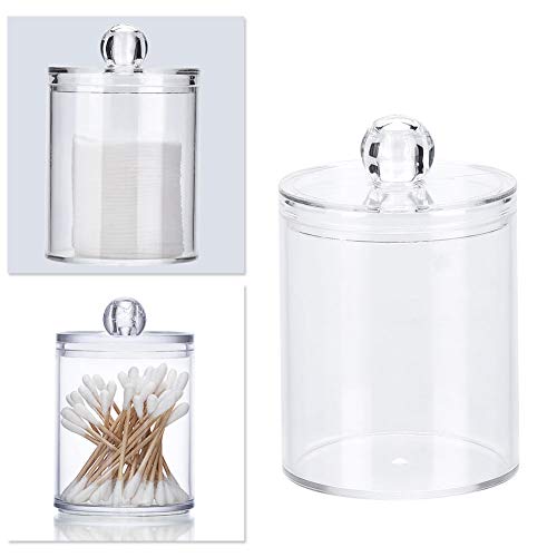 Acrylic Cotton Swab Holder with Lid - Stylish Organizer for Cotton Rounds
