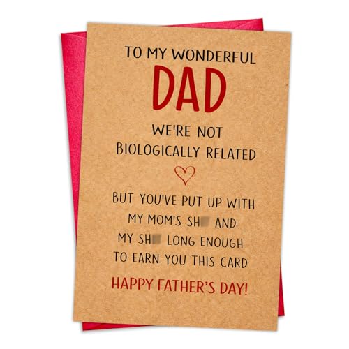 Funny Father's Day Card for Stepdad - 5.5"x8" Humorous Gift