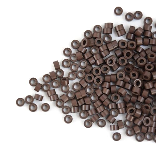 Silicone Lined Micro Links Hair Extension Beads 5.0mm Brown 200 Pcs