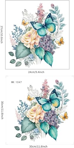 Peony Butterflies Toilet Seat Decals - Waterproof & Self-Adhesive