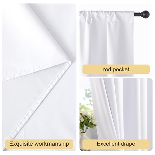 NICETOWN 100% Blackout Curtains - 34x36 Inch, Snow White, 2 Panels