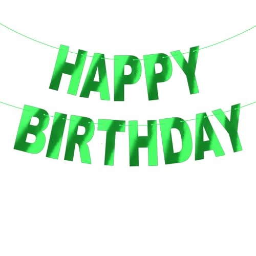 Shiny Green Happy Birthday Banner DIY Garland Wall Hanging Sign