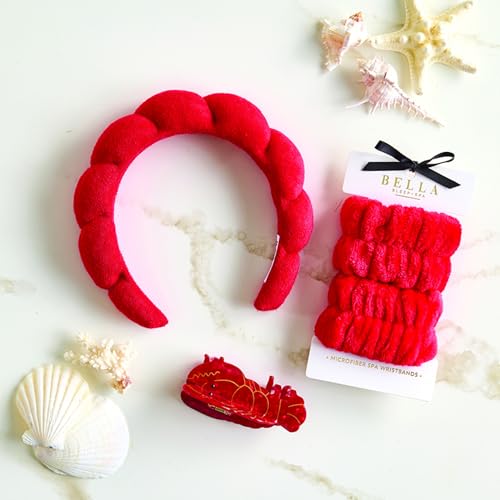 Bella Sleep + Spa Red Microfiber Wrist Bands for Face Washing - 1 Pair