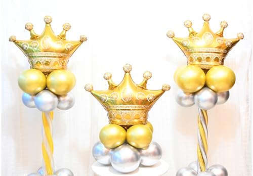 3 Pack 26 Inch Gold Crown Foil Balloons Wedding Engagement Party Supplies Variation 2.6 x 6.4 inches