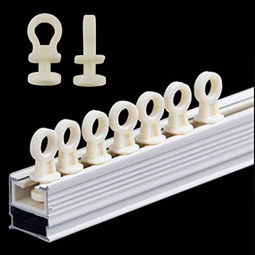 60PCS White Plastic Curtain Track Pulley Hooks for Easy Sliding
