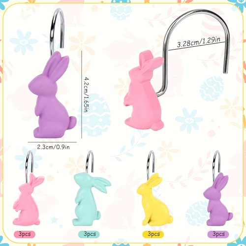 Easter Bunny Shower Curtain Hooks Set - Resin & Metal Decor for Bathroom & Home