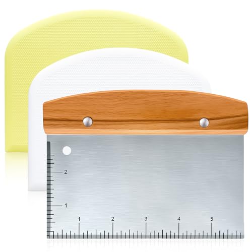 JuyVerq Stainless Steel Bench Scraper Set with Wood Handle