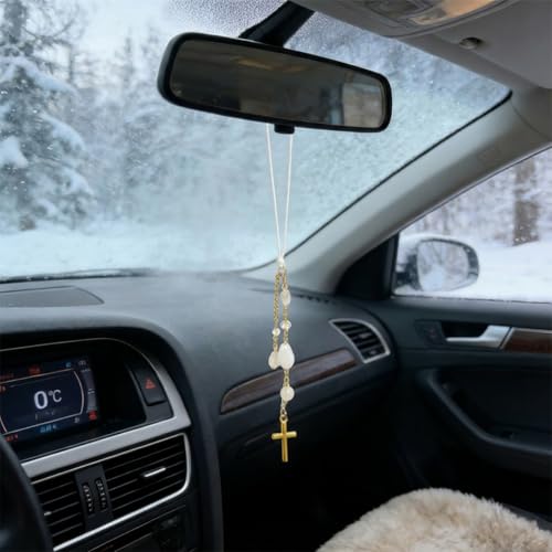 Personalized Crystal Cross Car Rear View Mirror Charm